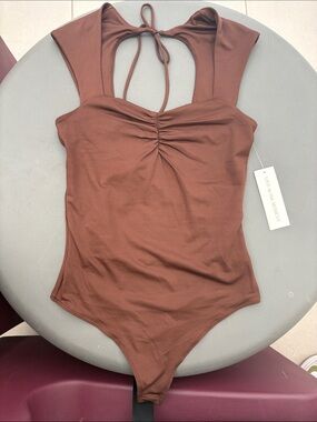 Brown One-Piece bodysuit with Tie Back double lined